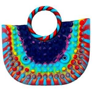 Unique Rainbow-Colored Silicone Bubble Pop Fidget Tote Bag